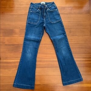 RSQ Women's Dark Blue Flare Jeans with Front Patch Pockets